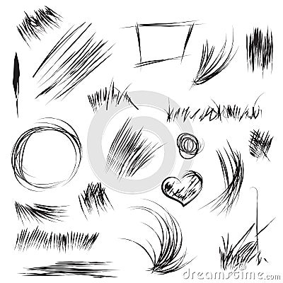 Hand drawn scribble and sketch shapes in vector. Abstract line a Vector Illustration