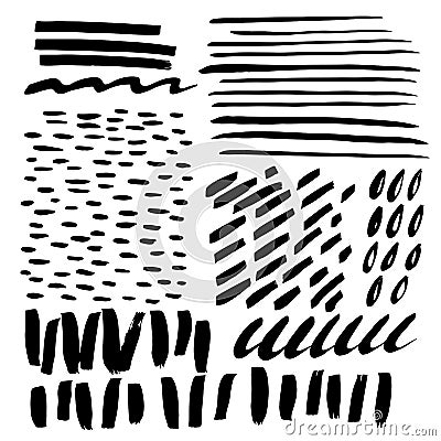 Hand drawn scribble and spot. Vector set of design elements. Ink abstract textures. Vector Illustration