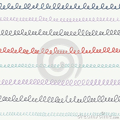 Hand drawn scribbles, calligraphy loops, handwriting, stripes, lines. Back to school vector seamless pattern background Vector Illustration