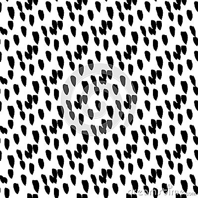 Hand drawn seamless brush spot pattern. Dry and rough edges ink Vector Illustration