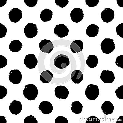 Hand drawn seamless dot pattern. Dry brush and rough edges. Vector Illustration