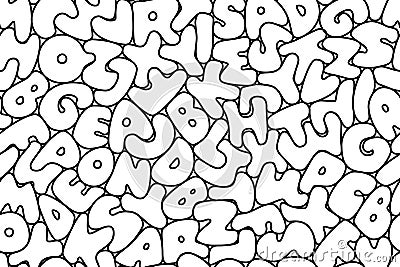 Hand drawn seamless pasta alphabet vector pattern Vector Illustration