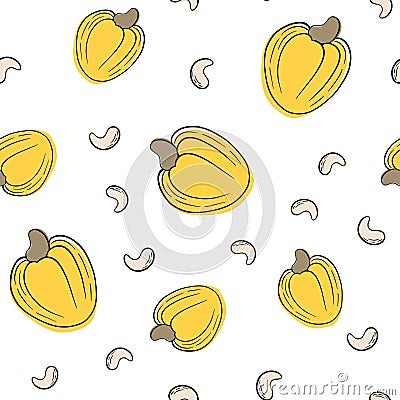 Hand drawn seamless pattern black and white of nuts, peanuts, almonds, pecans, cashews, hazelnuts. Vector Illustration