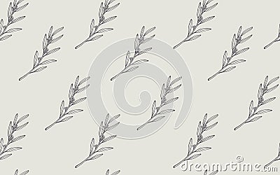 Hand drawn seamless pattern with branches. Vector Vector Illustration