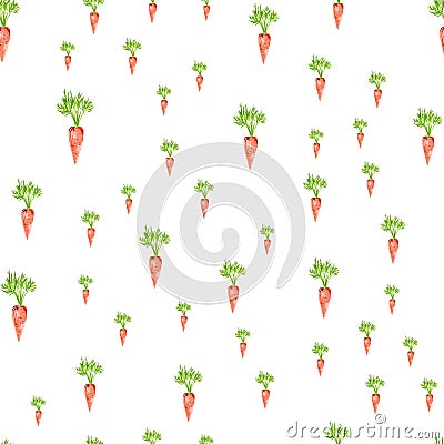 Hand drawn Seamless pattern with carrot Vector Illustration