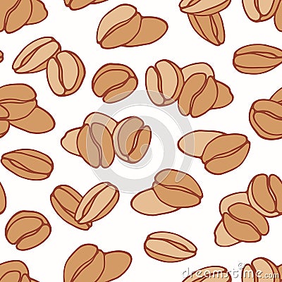 Hand drawn seamless pattern with coffee beans. Background for cafe, kitchen or food package Vector Illustration