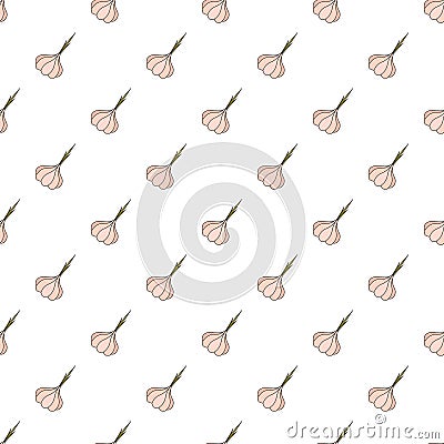 Hand drawn seamless pattern with garlic on white background Vector Illustration