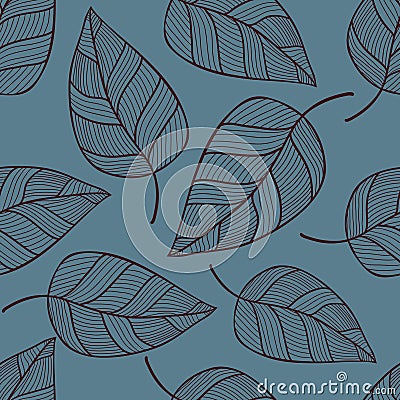 Hand drawn seamless pattern with leaves Stock Photo