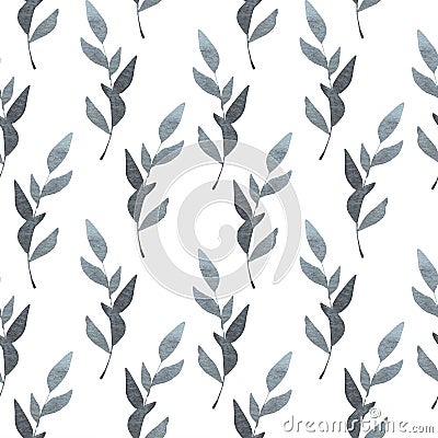 Hand drawn seamless pattern of leaves. Watercolor illustration of a plant ornament. Perfect for wrappers, wallpapers, postcards, g Cartoon Illustration
