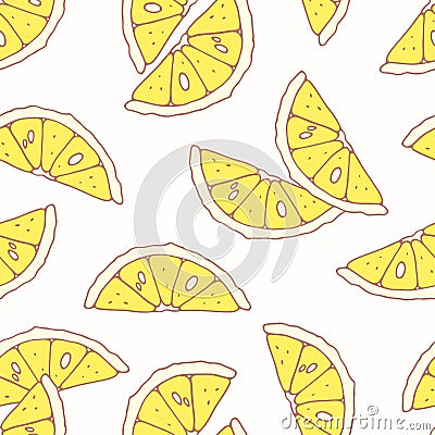 Hand drawn seamless pattern with lemon. Background for cafe, kitchen or food package Vector Illustration