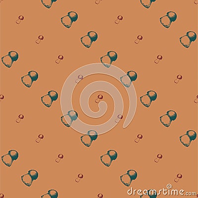 Hand drawn seamless pattern with mushrooms. Vector Illustration