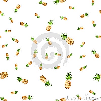 Hand drawn Seamless pattern with pineapple Vector Illustration