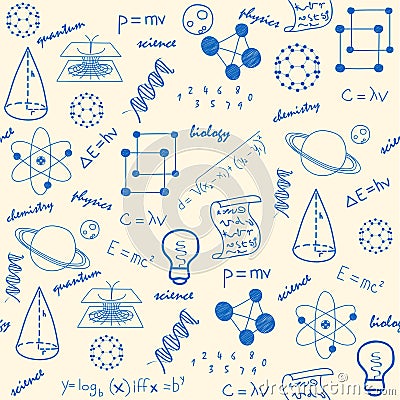 Hand Drawn Seamless Science Icons Vector Illustration