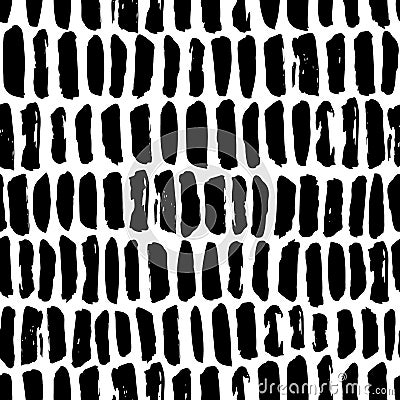 Hand drawn seamless strip line pattern. Dry brush and rough edge Vector Illustration