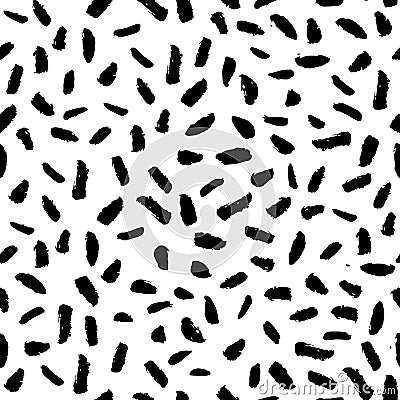 Hand drawn seamless strip spot pattern. Dry brush and rough edge Vector Illustration