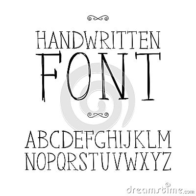 Hand drawn serif font. Vector Illustration