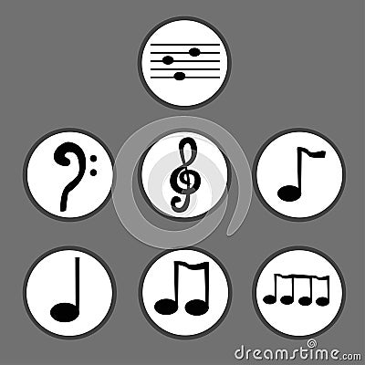 Hand drawn set of musical notes Vector Illustration
