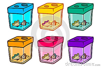 Hand Drawn Sharpener icon set. Doodle set of sharpener vector icons for web design isolated on white background Stock Photo