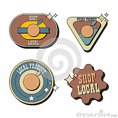 Hand drawn shop local labels Cartoon Illustration