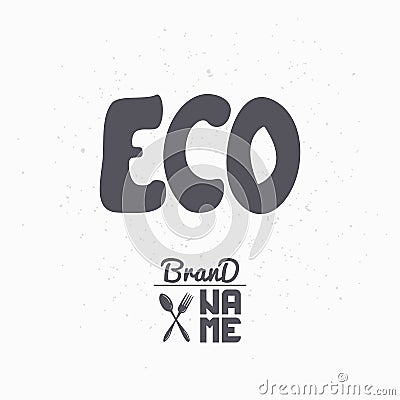 Hand drawn sign. Eco food logo template for craft packaging or brand identity. Vector illustration Vector Illustration