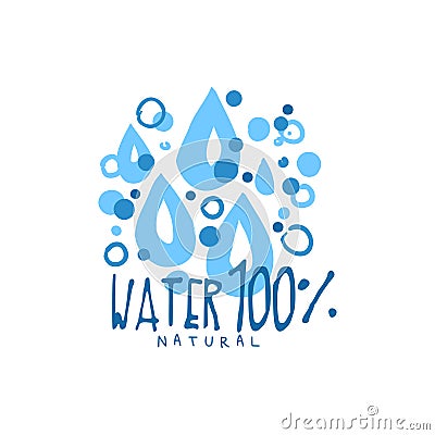 Hand drawn signs of pure water drops for logo Vector Illustration