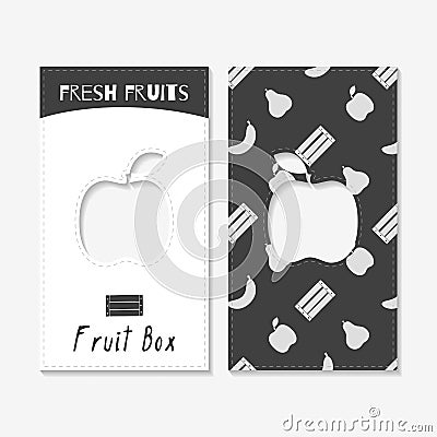 Hand drawn silhouettes. Fruit business cards Vector Illustration