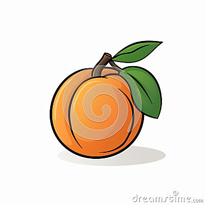 Colorized Cartoon Orange On White Background With Japanese Simplicity Cartoon Illustration