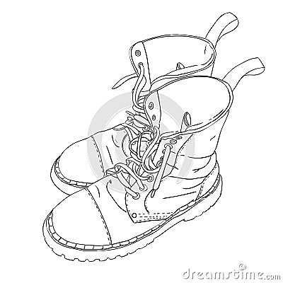 Hand Drawn Sketch With Army Boots Stock Vector - Image: 51822618