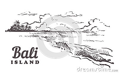 Hand drawn sketch Bali illustration Isolated on white background Cartoon Illustration