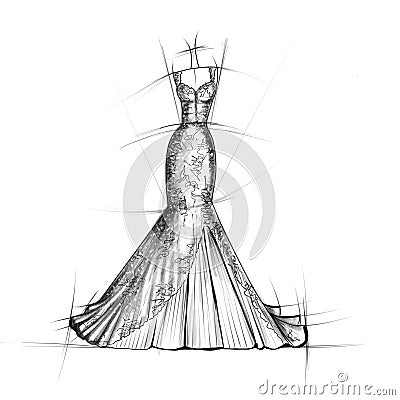 Hand drawn sketch of Bridal dress Stock Photo