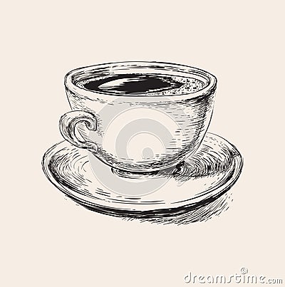 Hand Drawn Sketch Coffee Cup Vector Illustration Vector Illustration