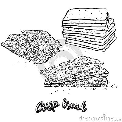 Hand drawn sketch of Crisp bread bread Vector Illustration