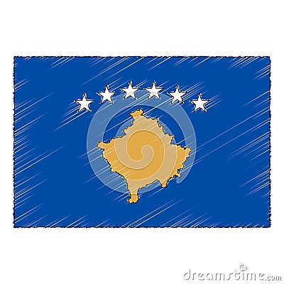 Hand drawn sketch flag of Kosovo. doodle style icon Stock Photo