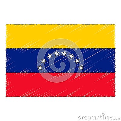 Hand drawn sketch flag of Venezuela. doodle style icon Vector Illustration