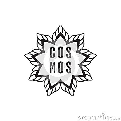 Hand drawn, sketch illustration of cosmos logo Vector Illustration