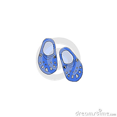 Hand drawn sketch illustration slipper beach with white background Cartoon Illustration