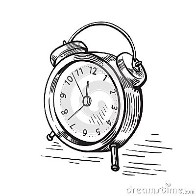 Hand drawn sketch modern old alarm clock vector Vector Illustration