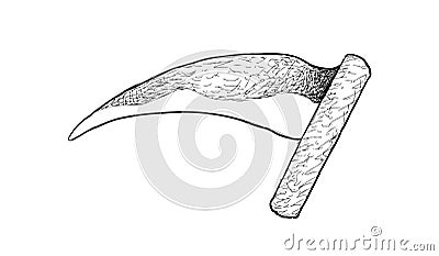 Hand Drawn Sketch of Sickle or Bagging Hook Vector Illustration