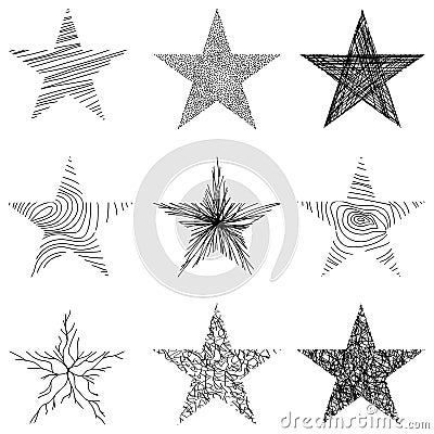 Hand-drawn sketch stars design. Vector illustration Vector Illustration