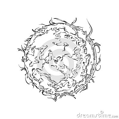 Hand drawn sketch of sun in black isolated on white background. Detailed vintage style drawing, for posters, decoration Vector Illustration