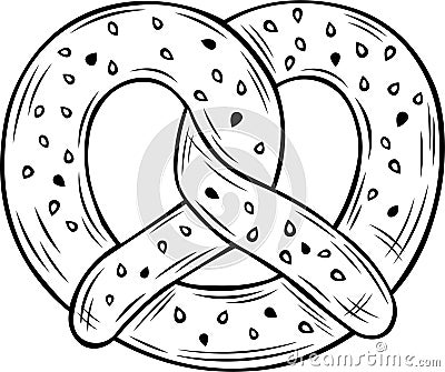 Hand drawn sketch vector illustration german pretzel food icon for bakery or pastry black and white doodle bun Vector Illustration