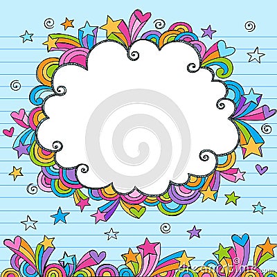 Hand-Drawn Sketchy Cloud Doodle Frame Vector Illustration