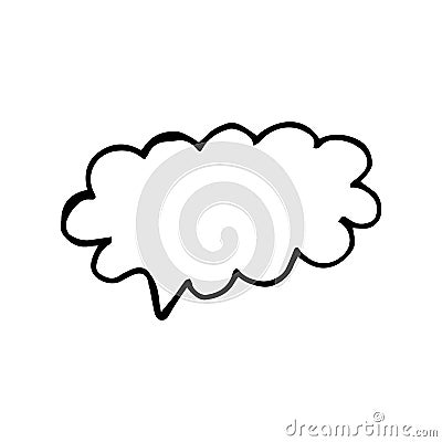 Hand Drawn Sketchy Cloud Shaped Bubble Doodle. Paper speech bubbles. White blank thought balloons, shouting box. Vector Vector Illustration