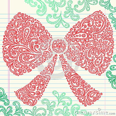 Hand-Drawn Sketchy Doodle Christmas Holiday Bow Vector Illustration