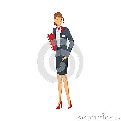 Woman administrator in stylish official clothing with case vector illustration Vector Illustration