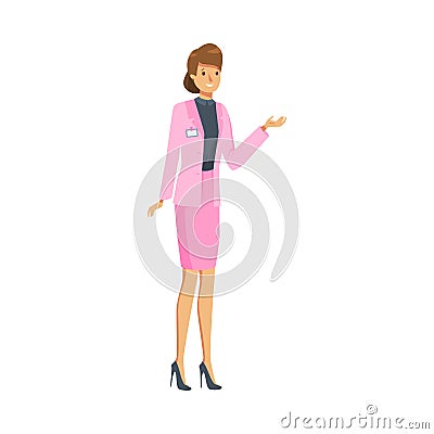 Woman administrator in pink costume at work vector illustration Vector Illustration