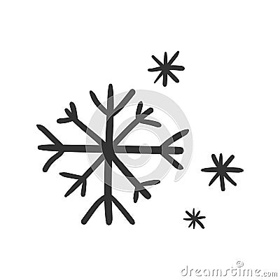 Hand drawn snowflake vector icon. Snow flake sketch doodle illus Vector Illustration