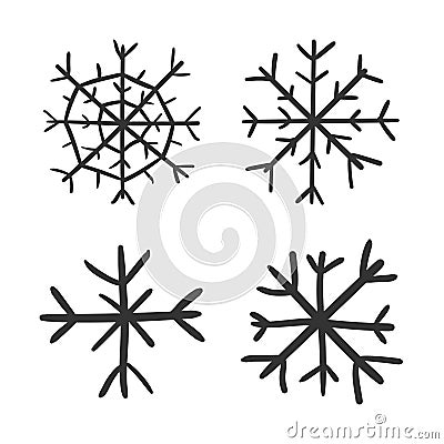Hand drawn snowflake vector icon. Snow flake sketch doodle illus Vector Illustration