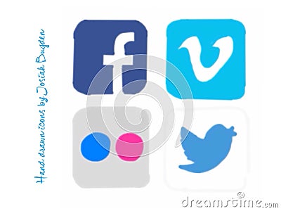 Hand Drawn Social Media Icons Editorial Stock Photo