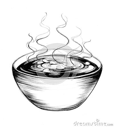 Hand Drawn Soup Bowl Cartoon Illustration